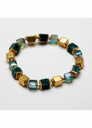 Eliza Gracious Square Metal & Crystal Bead Stretch Bracelet